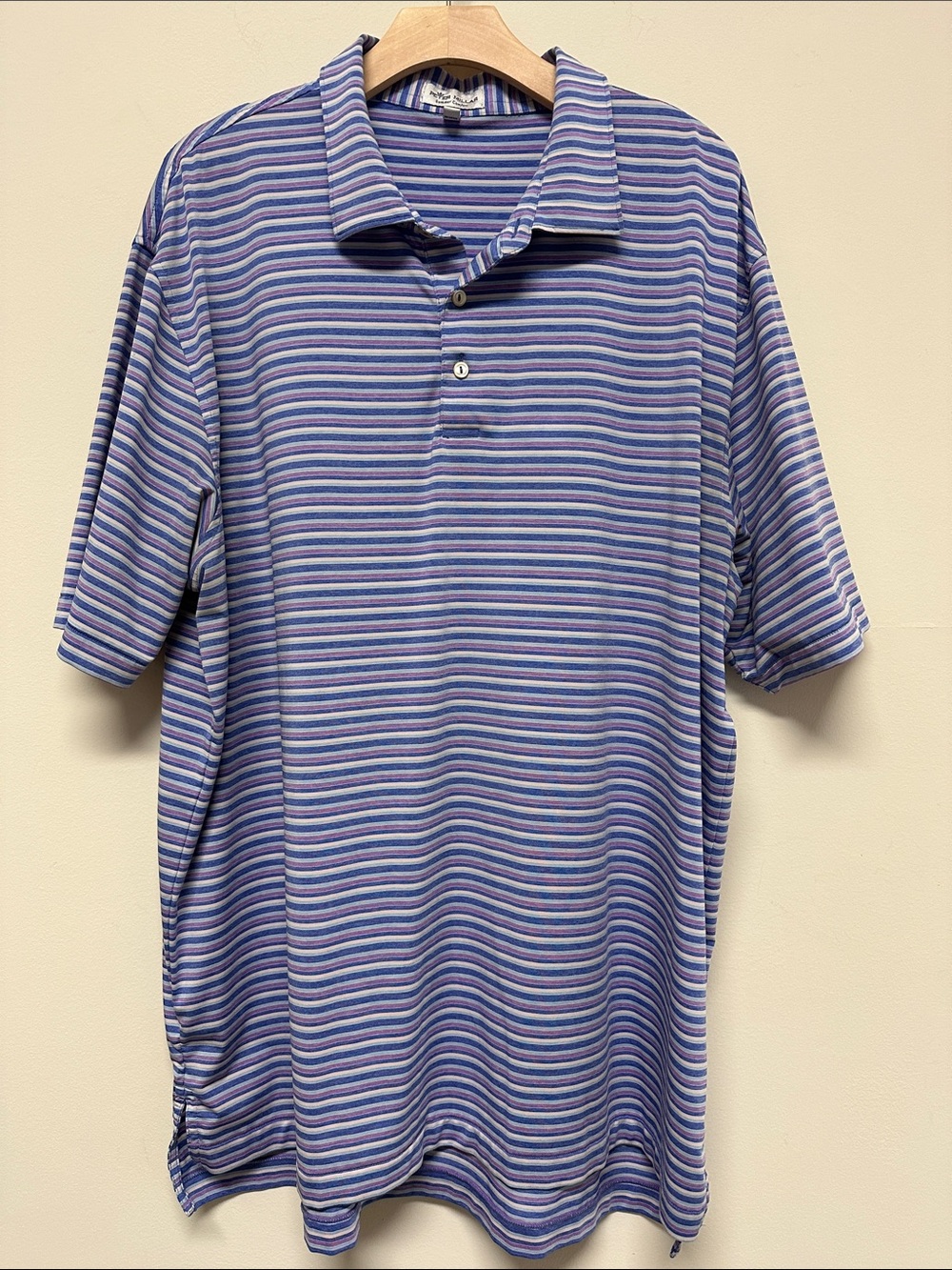 Peter Millar Striped Polo Golf Shirt in Blue, Purple & White size XXL